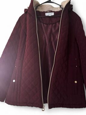 Laundry By Shelli Segal Quilted Hooded Puffer Jacket - Deep Burgundy